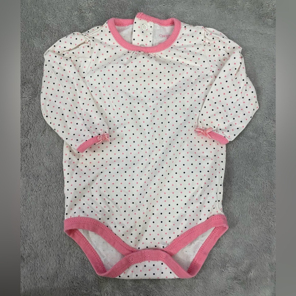 Pink and White Polka Dot Baby Onesie
